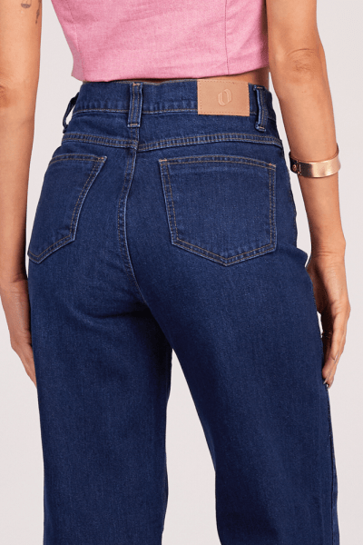 Calça Wide Leg Jeans Azul Escuro F25001