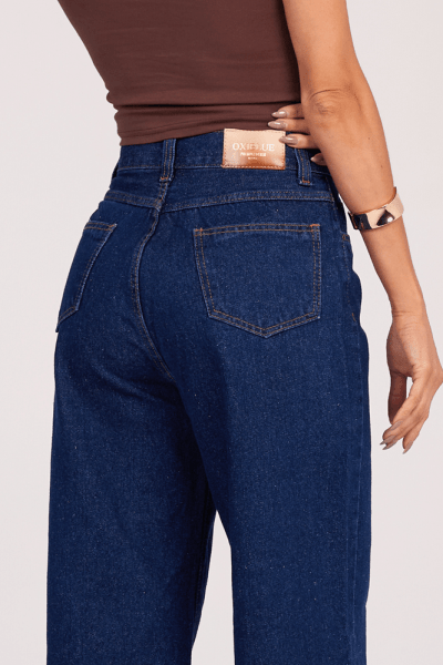 Calça Wide Leg Jeans Azul Escuro F25013