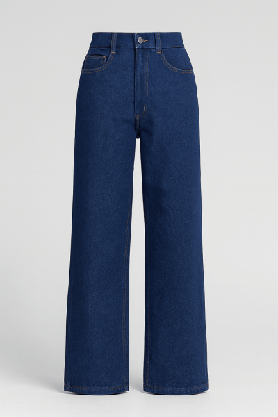 Calça Wide Leg Jeans Azul Escuro F25013