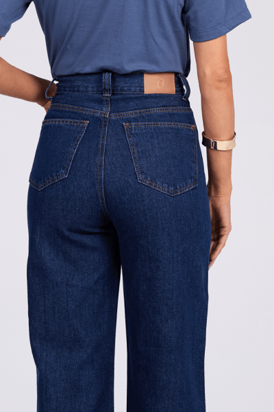 Calça Wide Leg Jeans Azul Escuro F25018
