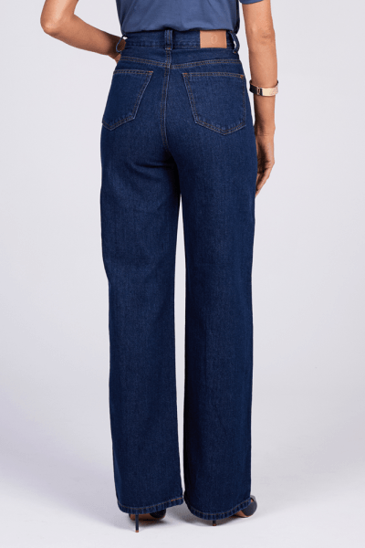 Calça Wide Leg Jeans Azul Escuro F25018