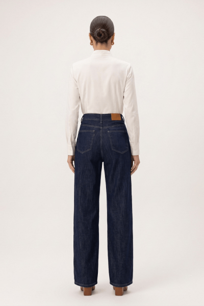 Calça Wide Leg Jeans Azul Escuro Intenso F26900