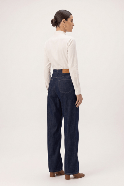 Calça Wide Leg Jeans Azul Escuro Intenso F26900