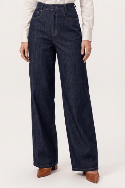 Calça Wide Leg Jeans Azul Escuro Intenso F26900