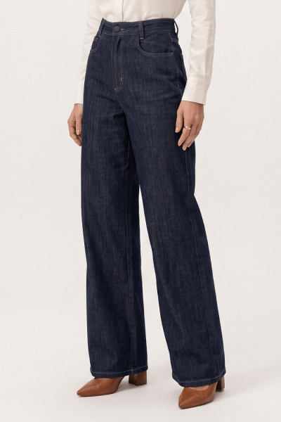 Calça Wide Leg Jeans Azul Escuro Intenso F26900