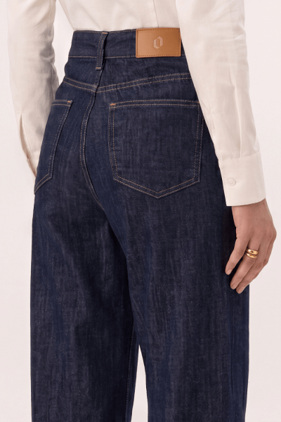 Calça Wide Leg Jeans Azul Escuro Intenso F26900
