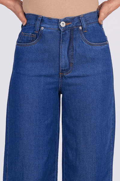 Calça Wide Leg Jeans Azul médio F25035