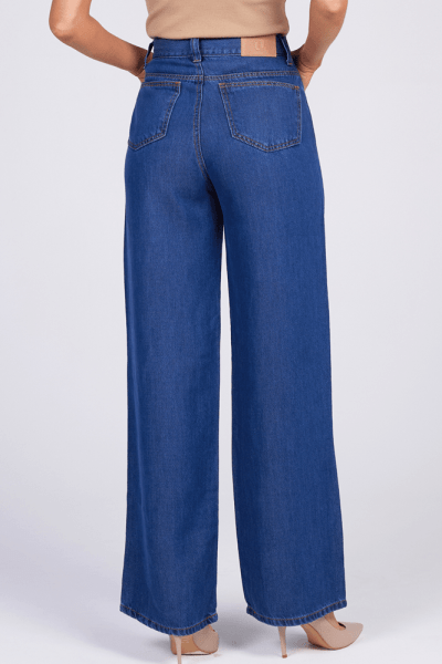 Calça Wide Leg Jeans Azul médio F25035