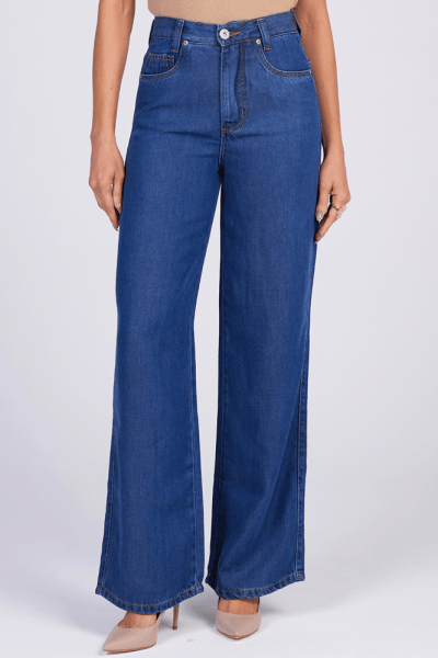 Calça Wide Leg Jeans Azul médio F25035