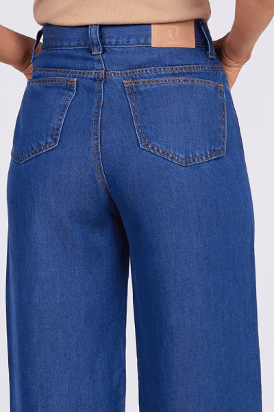 Calça Wide Leg Jeans Azul médio F25035