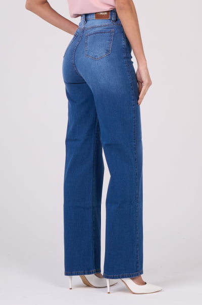 Calça Wide Leg Jeans Azul Médio F2952