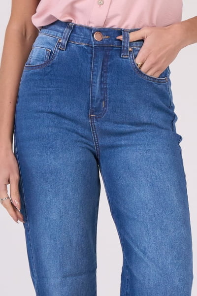 Calça Wide Leg Jeans Azul Médio F2952