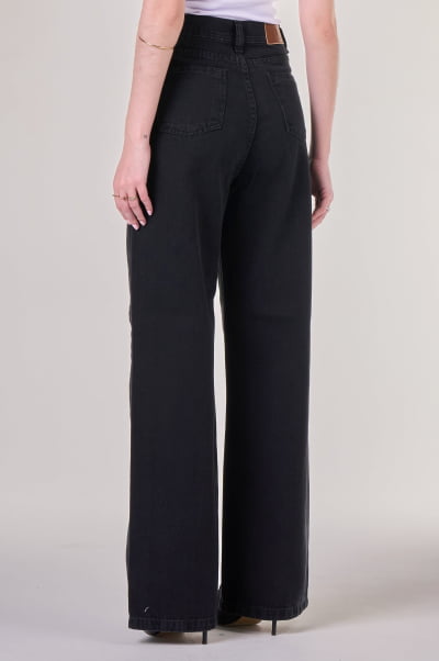 Calça Wide Leg Jeans Black Estonado F24068