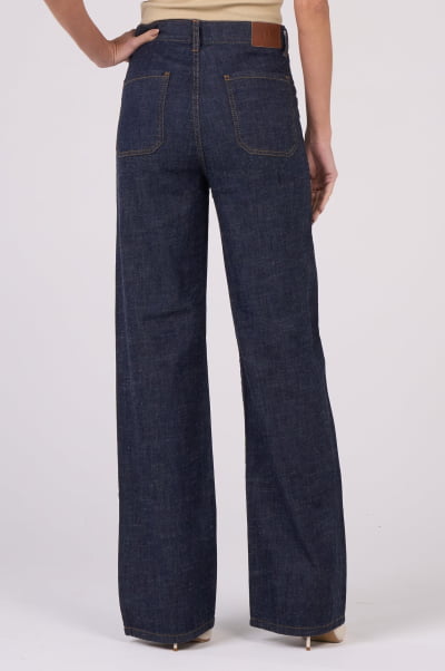 Calça Wide Leg Jeans com Linho F24085