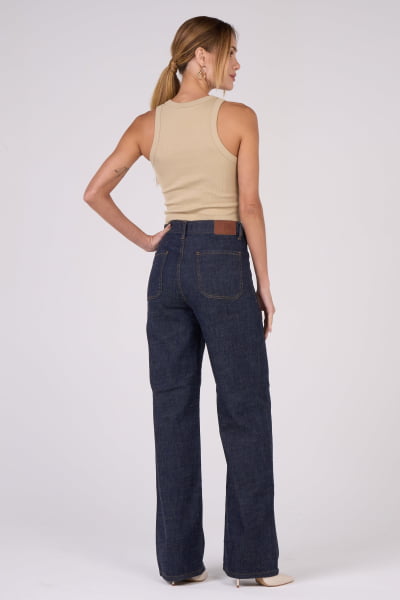 Calça Wide Leg Jeans com Linho F24085