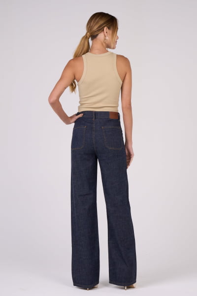 Calça Wide Leg Jeans com Linho F24085