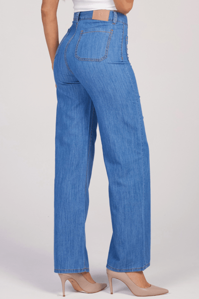 Calça Wide Leg Jeans de Tecido Leve F25032