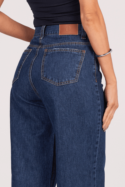 Calça Wide Leg Jeans Escuro F25031