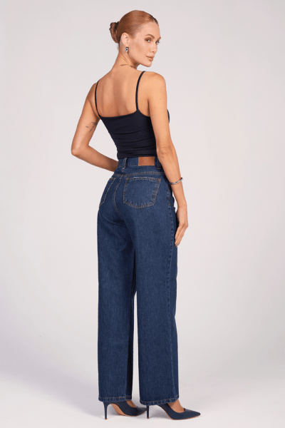 Calça Wide Leg Jeans Escuro F25031