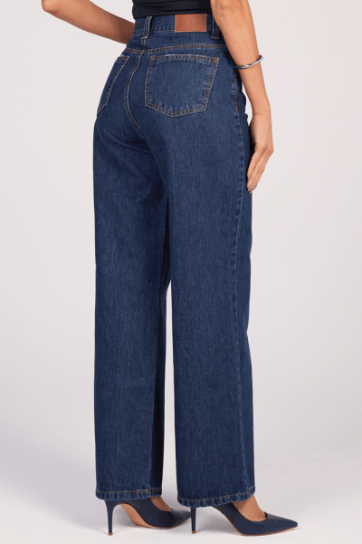 Calça Wide Leg Jeans Escuro F25031