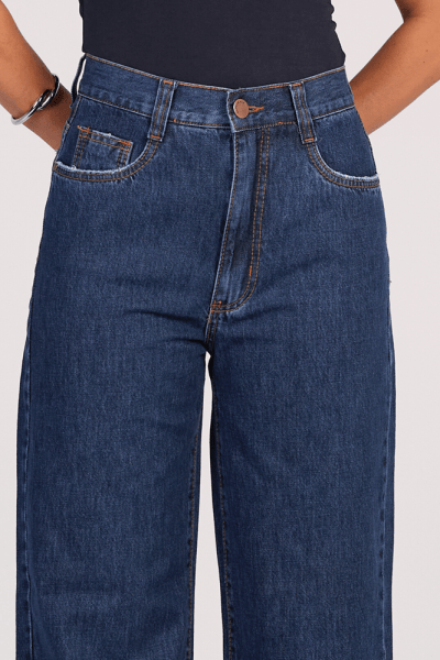 Calça Wide Leg Jeans Escuro F25031