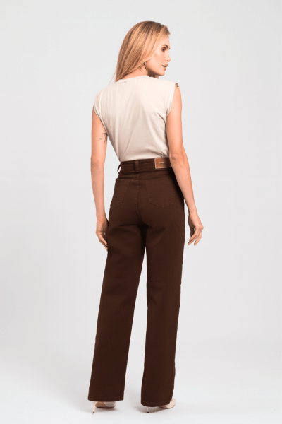 Calça Wide Leg Marrom