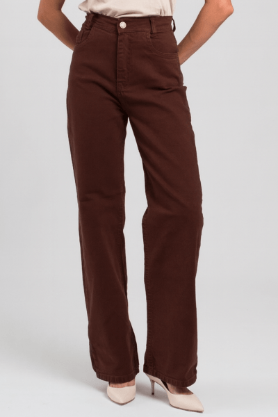 Calça Wide Leg Marrom