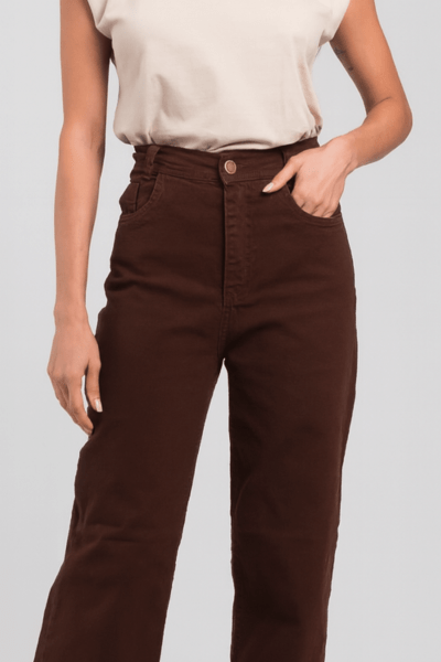 Calça Wide Leg Marrom