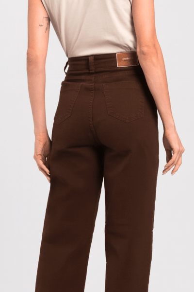 Calça Wide Leg Marrom