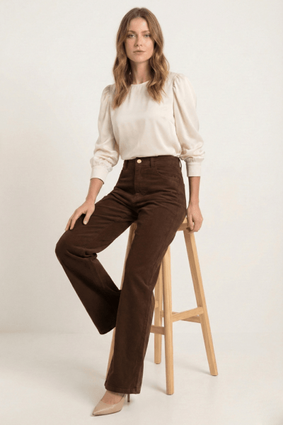 Calça Wide Leg Marrom