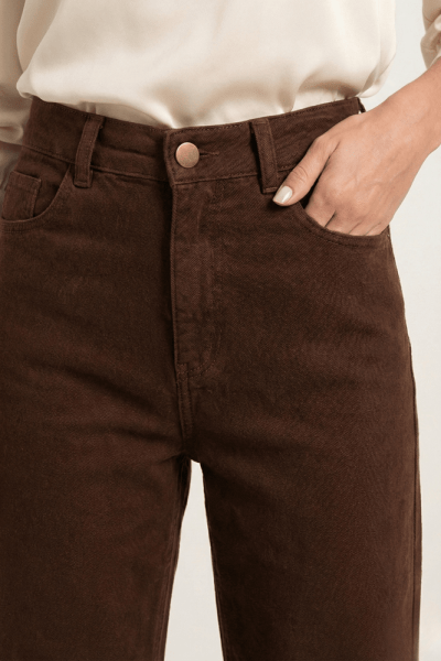 Calça Wide Leg Marrom