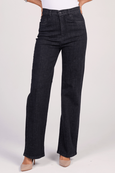 Calça Wide Leg Slim Jeans Black F25040 Calça Wide Leg Slim Jeans Black F25040