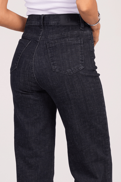 Calça Wide Leg Slim Jeans Black F25040