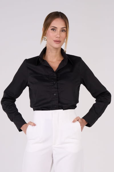 Camisa Feminina Oversized Preta CA25005PT