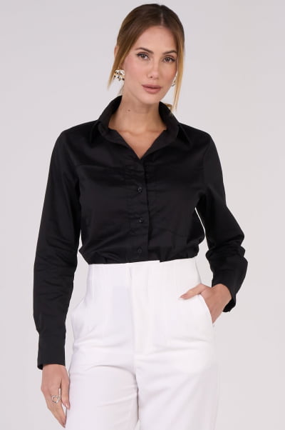 Camisa Feminina Oversized Preta CA25005PT