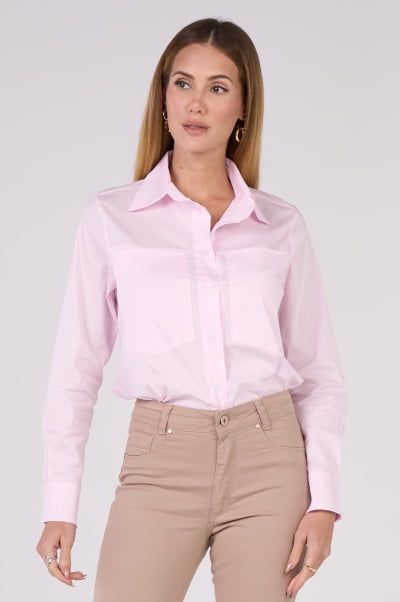 Camisa Feminina Oversized Rosa Claro CA25005RO