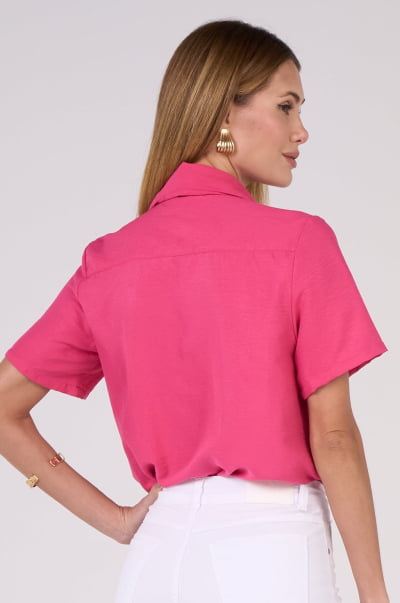 Camisa Feminina Rosa Manga Curta CA25006RO