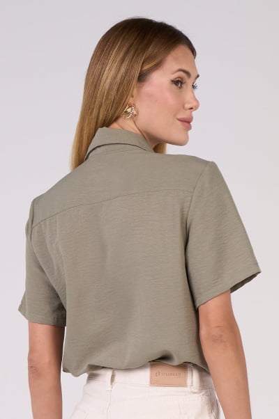 Camisa Feminina Verde Manga Curta Verde Militar CA25006ML