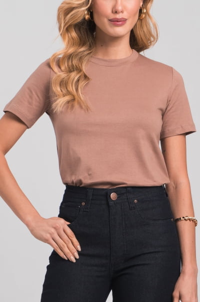 Camiseta Feminina Slim Marrom CA24001