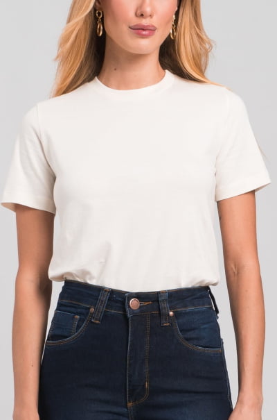 Camiseta Feminina Slim Off White CA24001