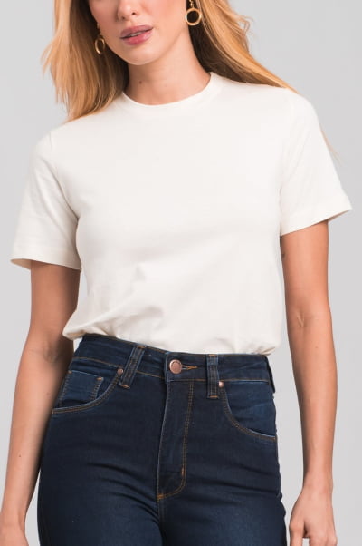 Camiseta Feminina Slim Off White CA24007