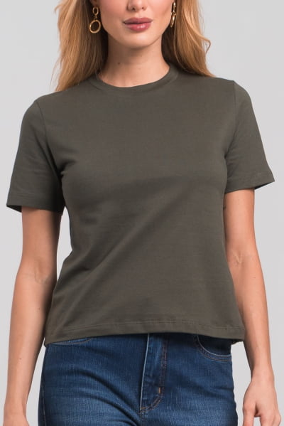 Camiseta Feminina Slim Verde Militar CA24005