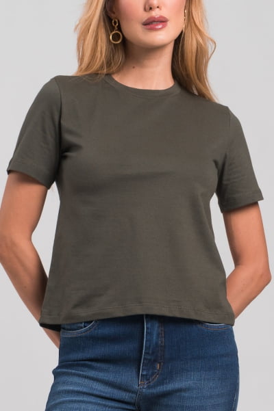 Camiseta Feminina Slim Verde Militar CA24001