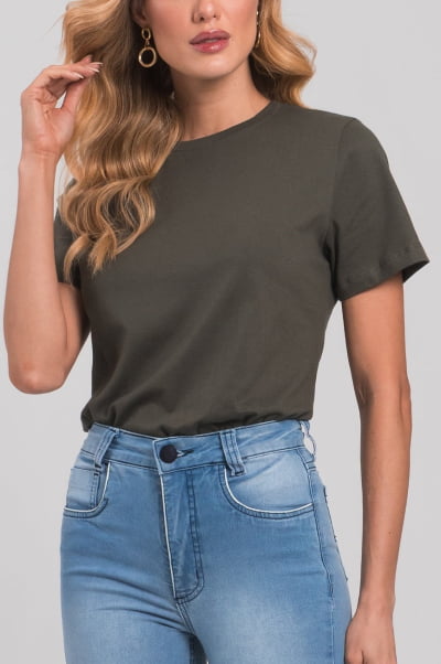 Camiseta Feminina Verde Militar CA24002