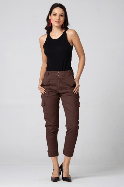 Calça Cargo Feminina Marrom F2824MR