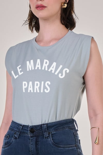 Regata Muscle Tee Azul Claro Marais Paris