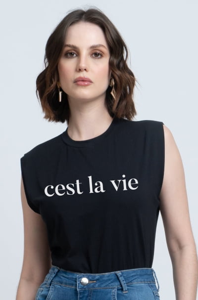 Regata Muscle Tee Preta C'est La Vie