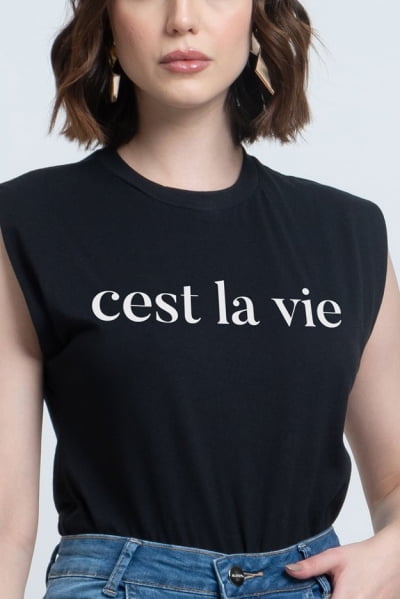 Regata Muscle Tee Preta C'est La Vie