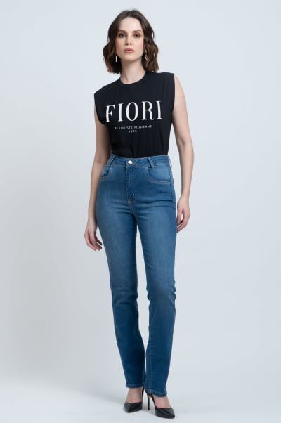 Regata Muscle Tee Preta Fiori