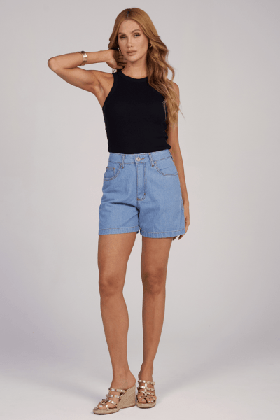 Short Jeans Mom Azul Claro F25022